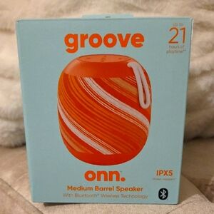 Onn. Orange Medium Barrel Bluetooth Speaker